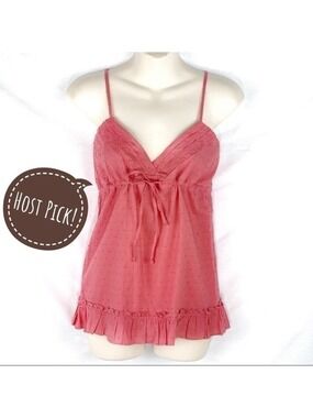 New-pathway LA Boutique Brand, Swiss Dot Cotton, Strappy  Front Tie Camisole Top